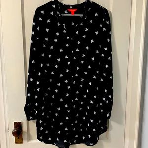 Heart print button-down tunic